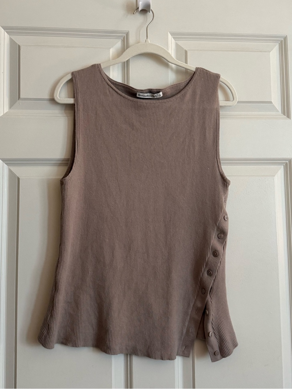 Abercrombie Asymmetrical Button Sweater Tank in Taupe Brown